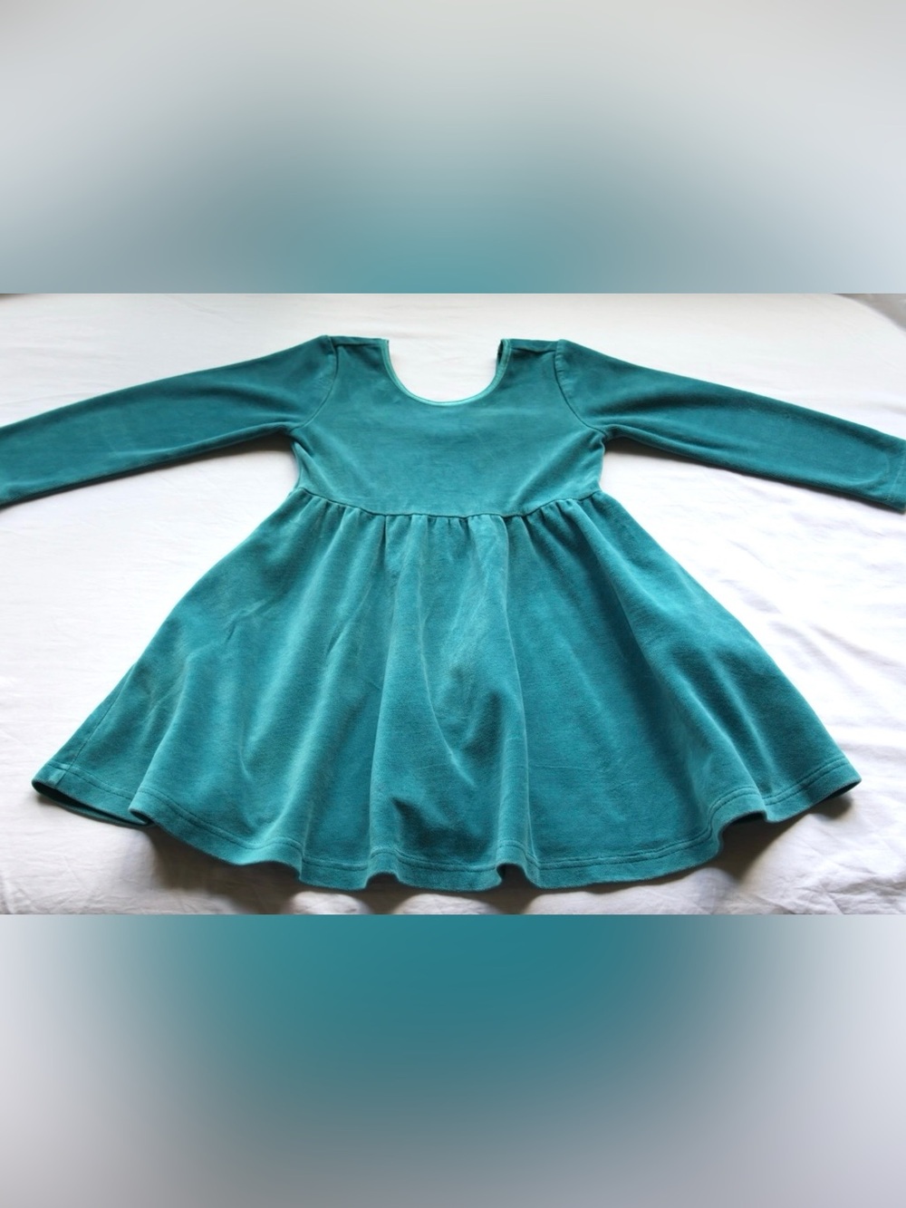 Hanna Andersson Teal Girls Velvet Dress